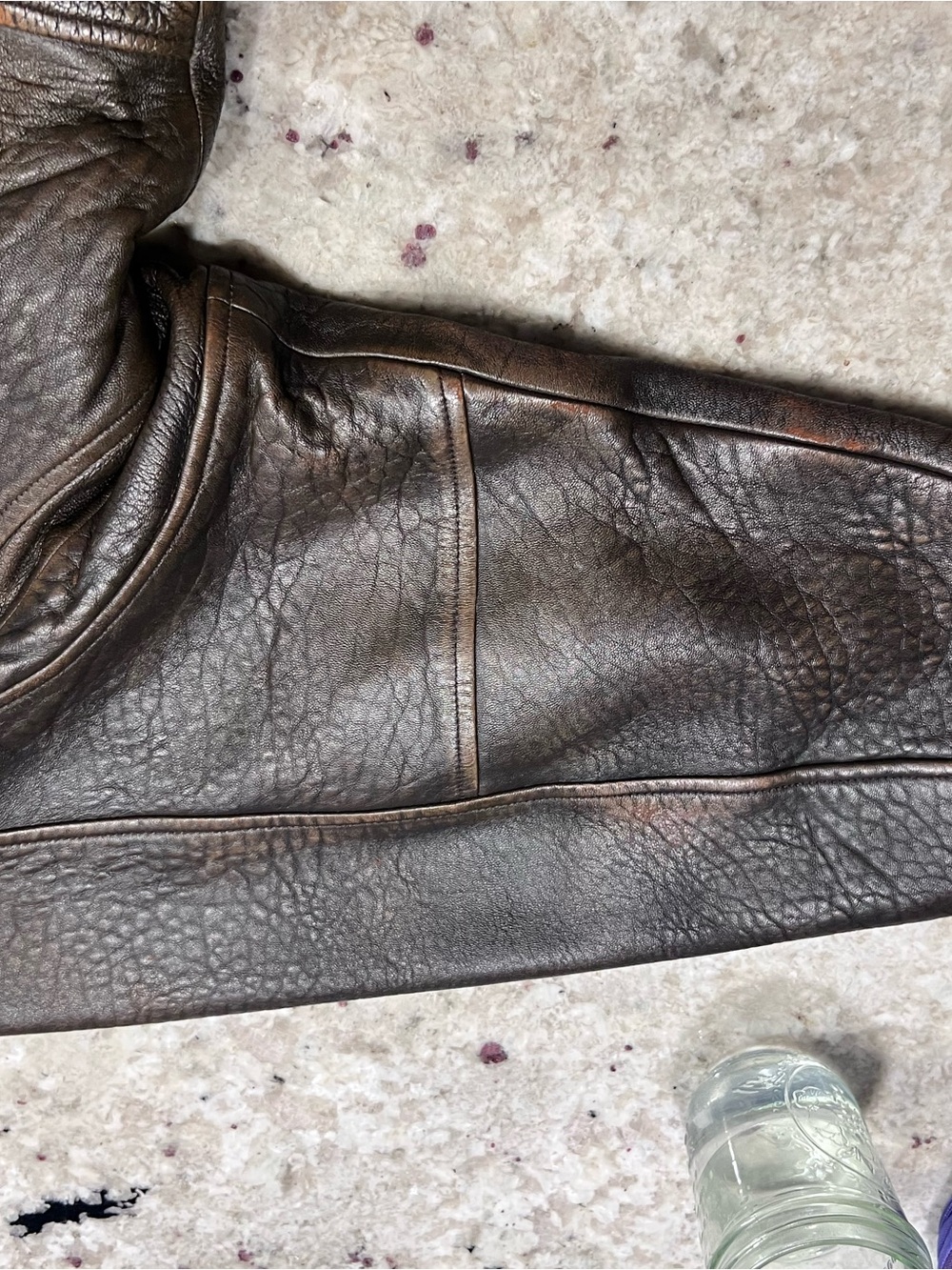 Avirex Brown Leather Bomber Jacket With Front Zip View 3